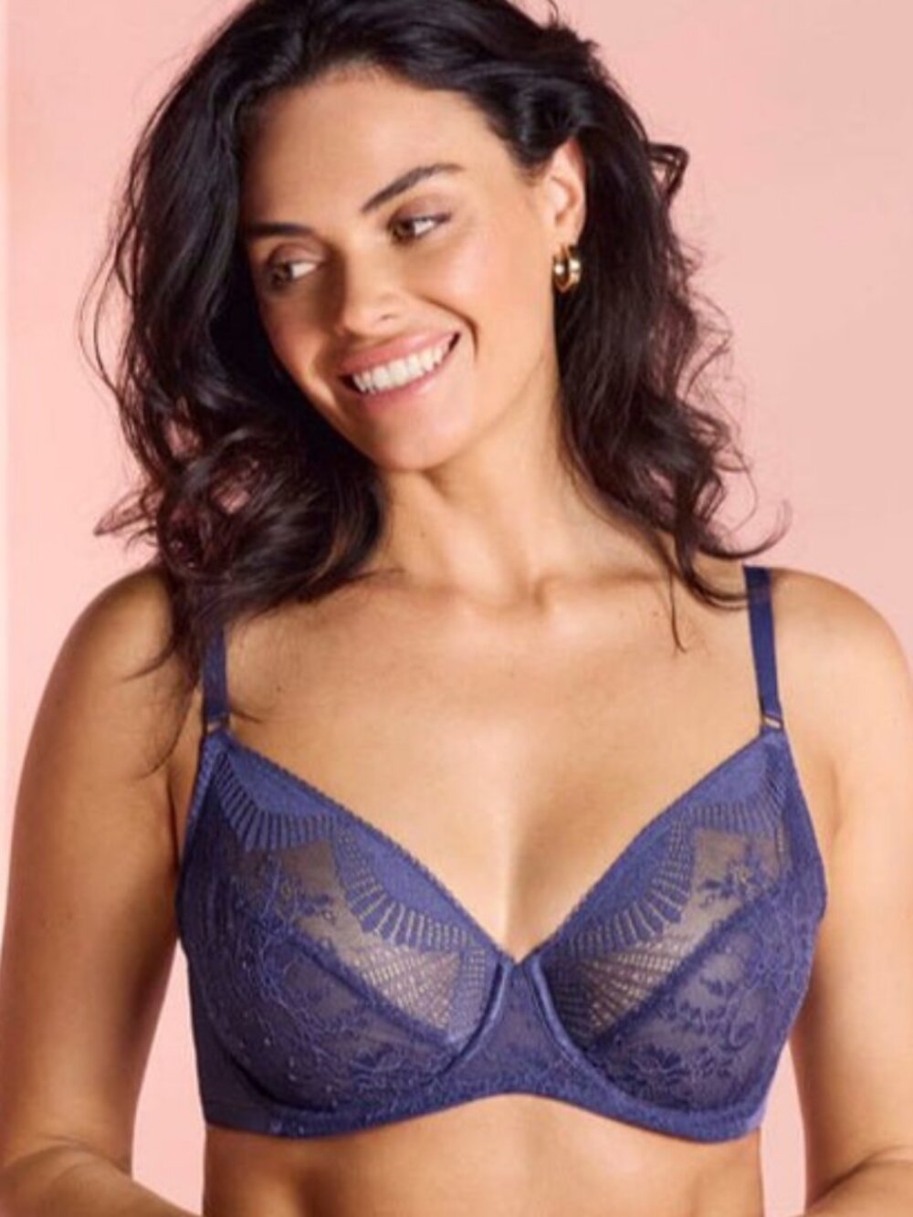 WACOAL Sensu Lace Underwire Bra Dark Azure Blue 36D Sexy (bought in Paris) NWOT